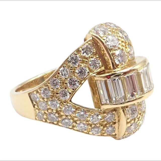 Metal Piaget 18k Yellow Gold 3ct Diamond Cocktail Ring, size 5.5 For Sale - Image 7 of 12