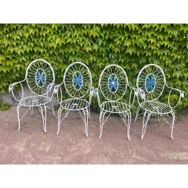 Provencal Armchairs in Wrought Iron, 1960s, Set of 4 For Sale - Image 9 of 9