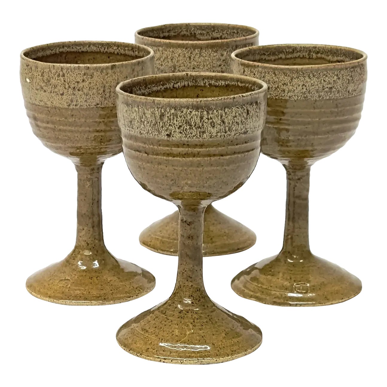 Artisanal Stoneware Goblets - Set of 4 | Chairish