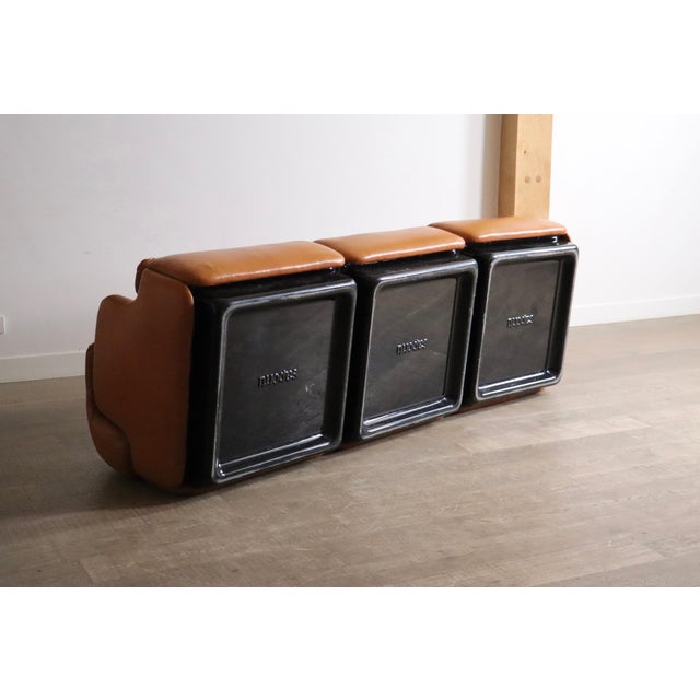 Confidential Sofa in Cognac Leather by Alberto Rosselli for Saporiti, Italy, 1970s For Sale - Image 9 of 14