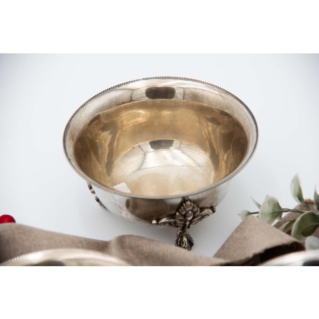 Silver Bowls with Raised Claw Feet, Reliefs and Rim Friezes, Set of 4 For Sale - Image 4 of 5