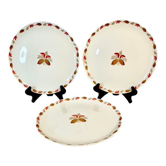 1950s Vintage Boho Chic Arts & Crafts Ballerina China Dinner Plates - Set of 3. For Sale