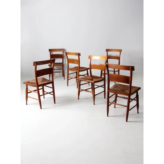 Early 20th Century Antique Rush Seat Dining Chairs Set of 6 For Sale - Image 5 of 13