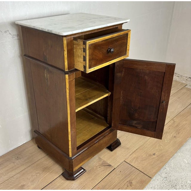 Spanish Wooden Nightstands with Marble Tops, 1930s, Set of 2 For Sale - Image 11 of 16