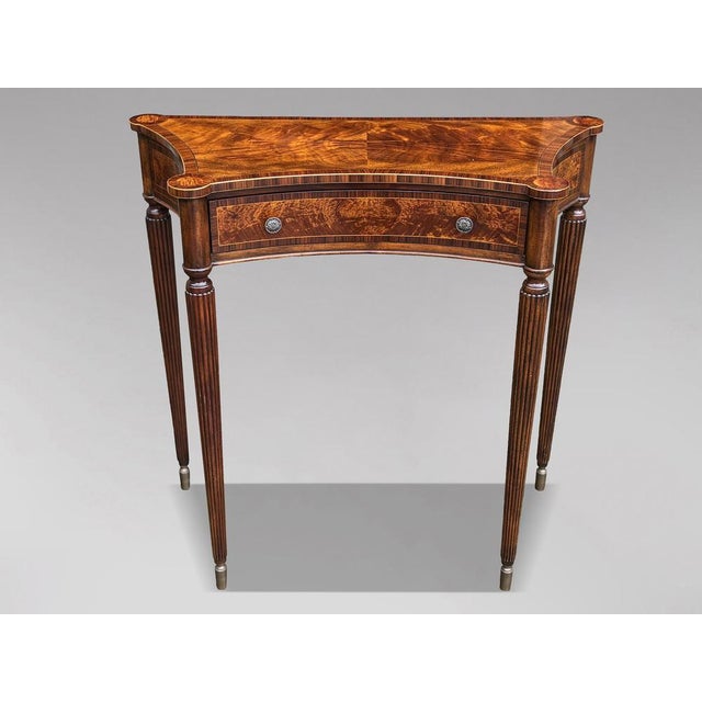 Brown Walnut Inlaid Console Table from Brights of Nettlebed, 1980s For Sale - Image 8 of 8
