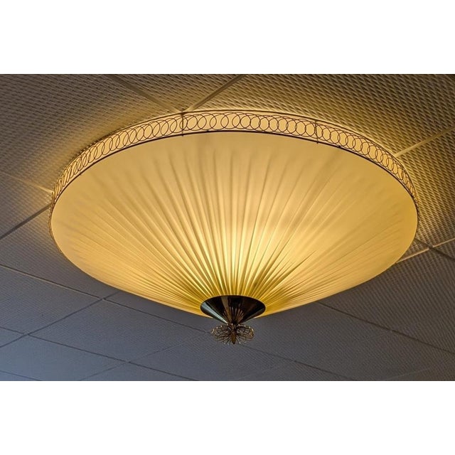 Cream Large Vintage Finnish Flush Mount in the style of Paavo Tynell, 1950s For Sale - Image 8 of 17