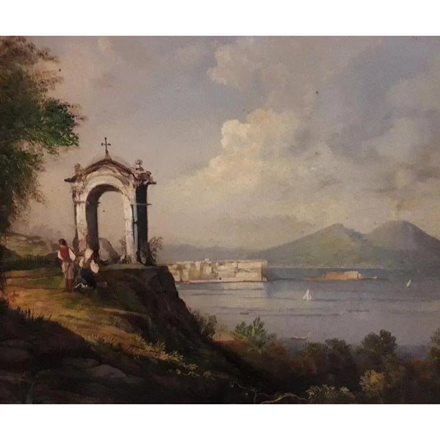 Naples - Ettore Ferrante - Italia - Oil on canvas cm. 60x90. Gold leaf gilded and ebony lacquered wooden frame mis. est....