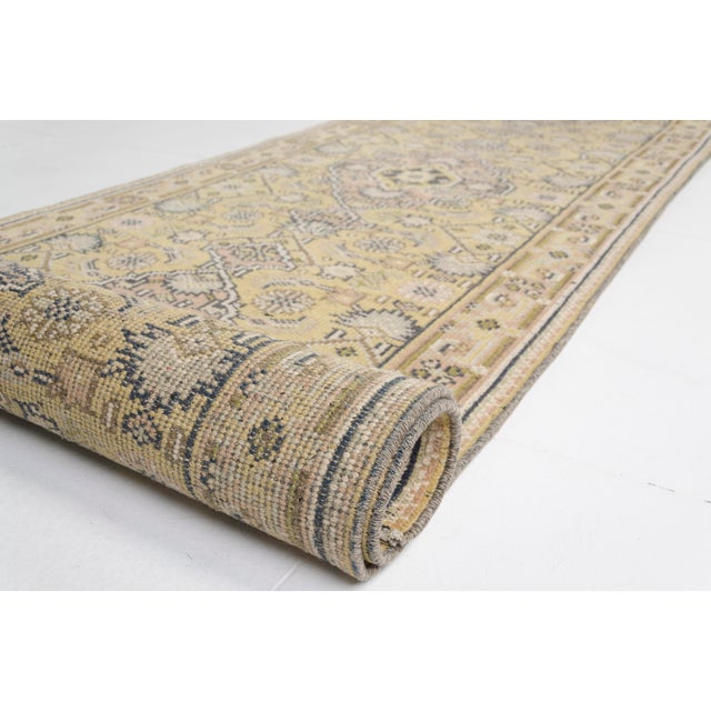 Tan Antique Hallway Oushak Runner Rug For Sale - Image 8 of 10