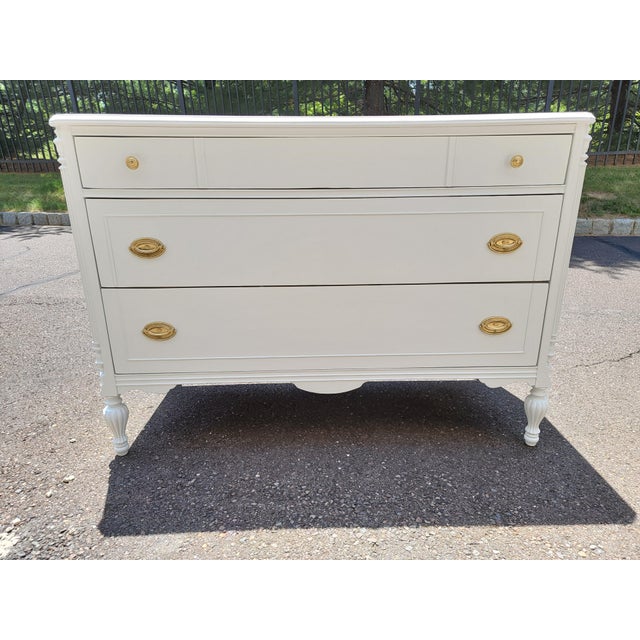 Vintage White Dresser With Gold Hardware Chairish