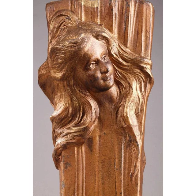 Metal Art Nouveau Mounted Lamps with Nymphs, Set of 2 For Sale - Image 7 of 11