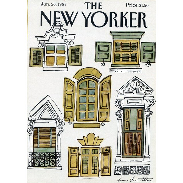 Original vintage New Yorker magazine cover dated January 26, 1987 featuring a New York City Doorways theme. Based on an...
