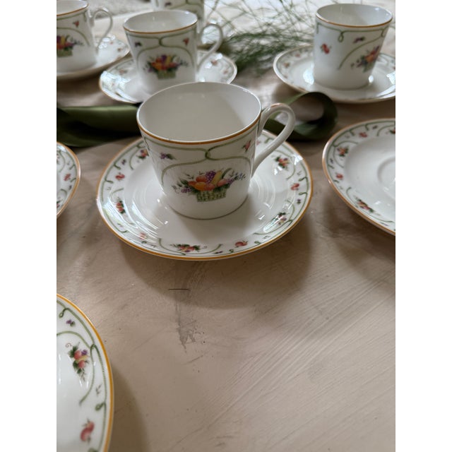 1990s Oscar De La Renta Teacups and Saucers in Temptation Pattern - 18 Pieces For Sale - Image 11 of 12