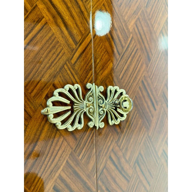 French Art Deco Black Lacquered and Inlaid Walnut Sideboard in the style of Jules Leleu, 1940s For Sale - Image 10 of 15
