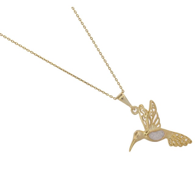 Asian Pure Spirit Hummingbird Gold Vermeil Necklace For Sale - Image 3 of 9