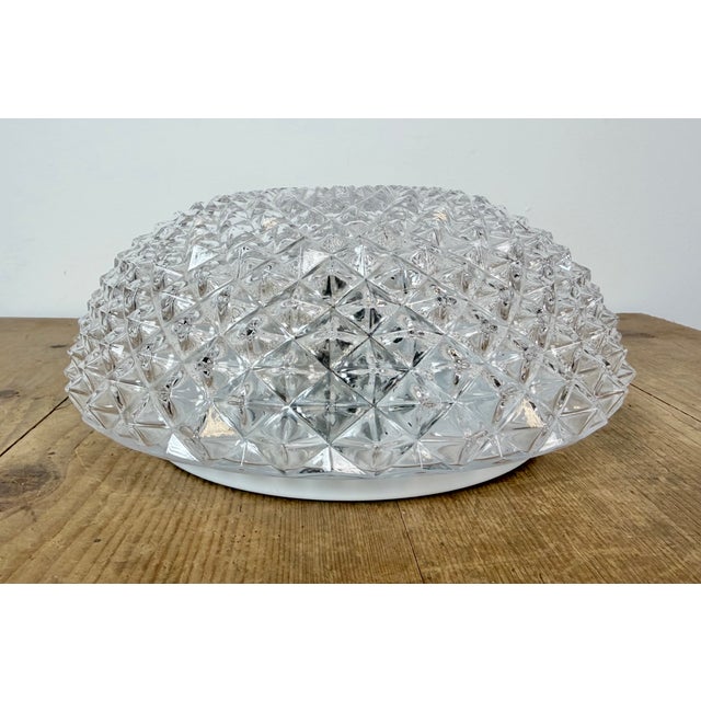 Industrial Vintage Glass Ceiling Light, 1970s For Sale - Image 3 of 16