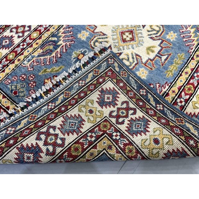 Blue Kazak Wool Rug With Three Medallions and Ivory Border, 3'4" X 4'10" For Sale - Image 14 of 14