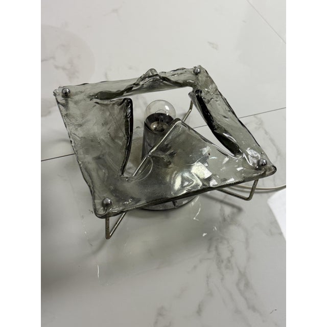 Gray Smoky Murano Glass Wall Lamps, 1970s, Set of 2 For Sale - Image 8 of 12