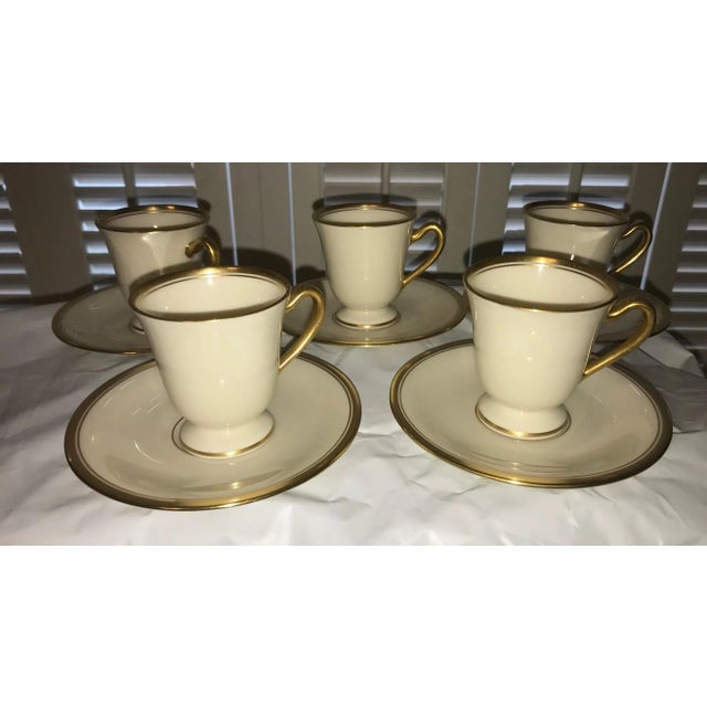 Ceramic 1970s Lenox China Tea Coffee Cups and Saucers 1603/86 Gold Trim- 22 Pieces For Sale - Image 7 of 9