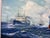 Vintage Original u.s. Navy Battle Ship Boat Air Force Seascape Oil Painting Army For Sale - Image 9 of 14