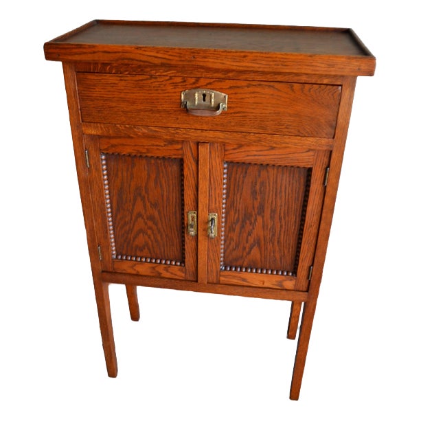 Antique Oak Art Deco Hallway Cabinet For Sale