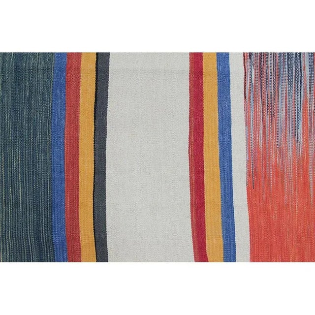 Handwoven Flatweave Stripe Pattern Scandinavian Style Kilim Rug 6'0" X 9'3" For Sale In Dallas - Image 6 of 12