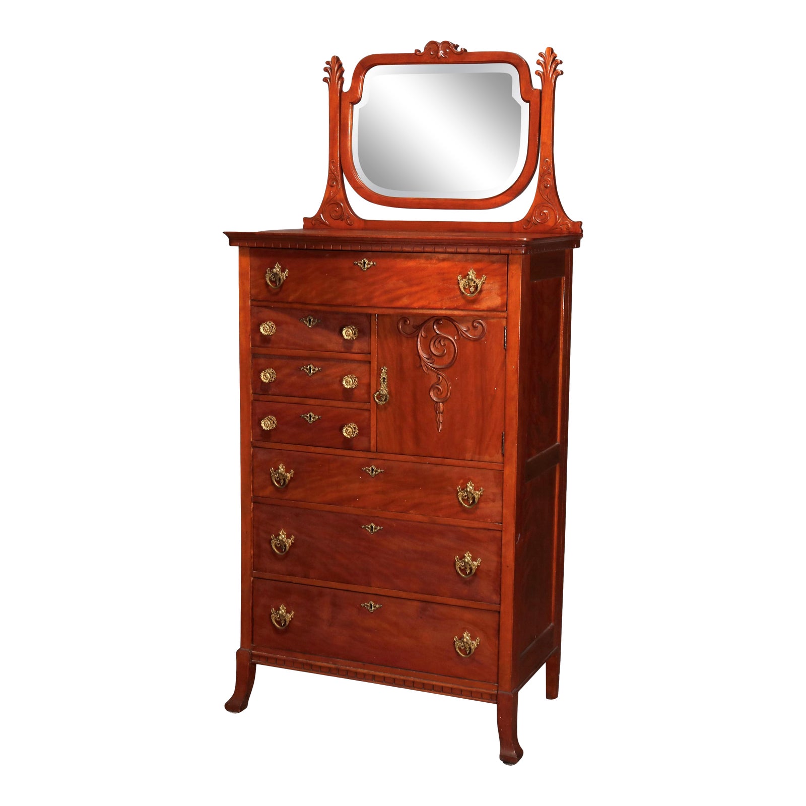 Antique Victorian Birch Mirrored Chiffonier Chest of Drawers Chairish