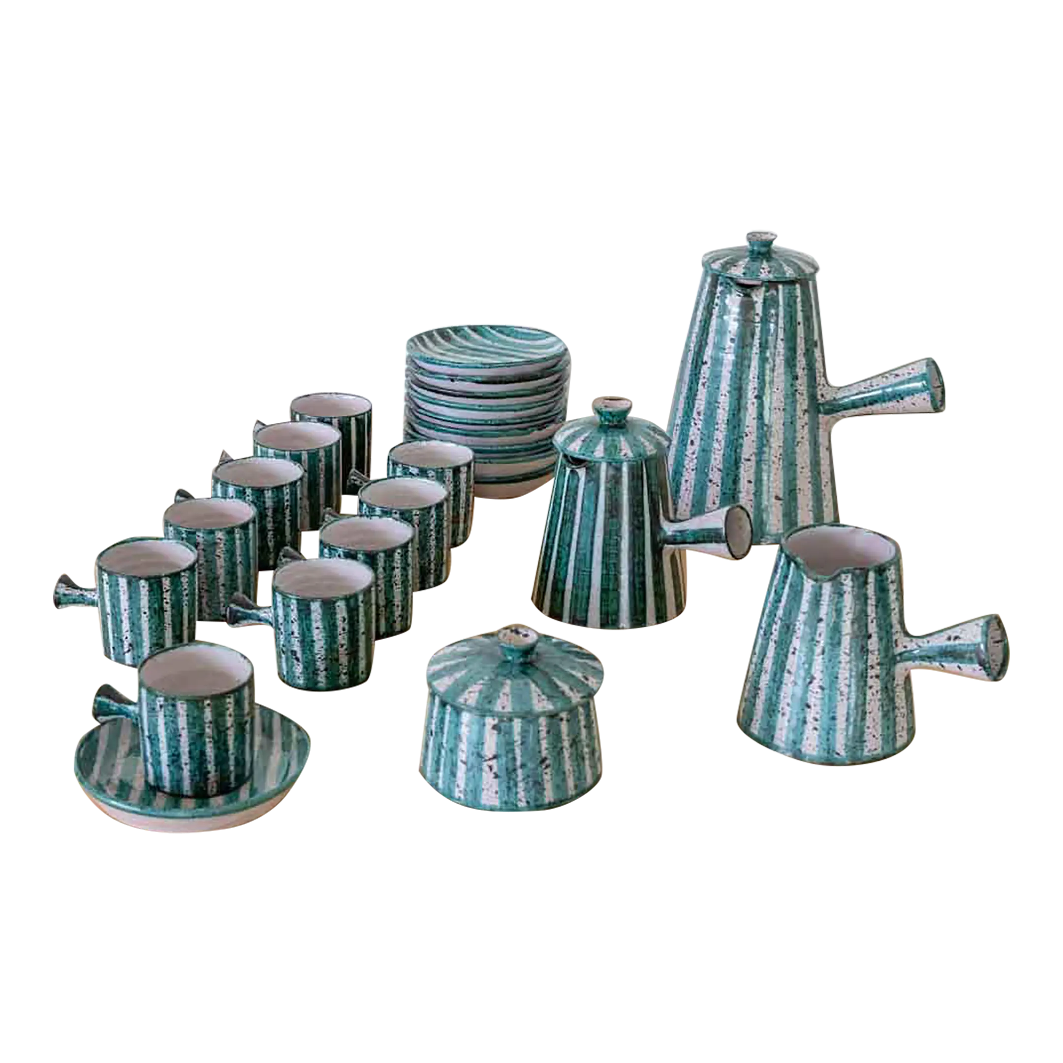Vallauris france 陶器 Jouve 1950's French Ceramic Coffee Set From Vallauris- 27 Pieces | Chairish