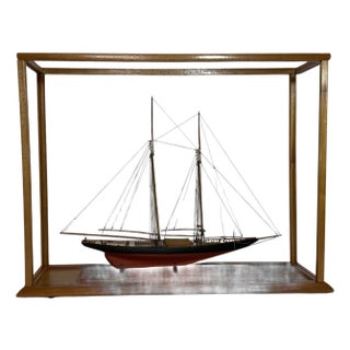 Columbia Schooner Ship Model in Case For Sale