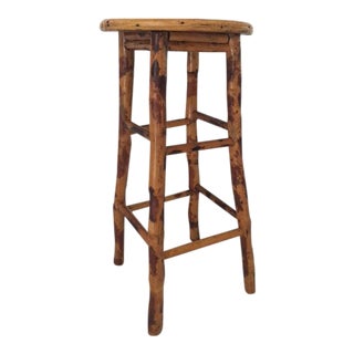 Vintage Rustic Bamboo Stool For Sale