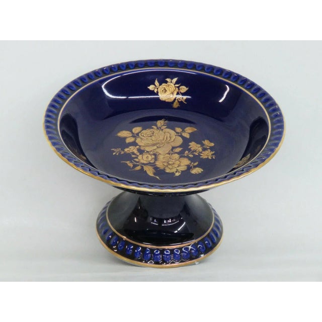 Vintage Mid Century Bareuther Waldsassen Echt Cobalt Bavaria Germany Compote Bowl For Sale - Image 11 of 11