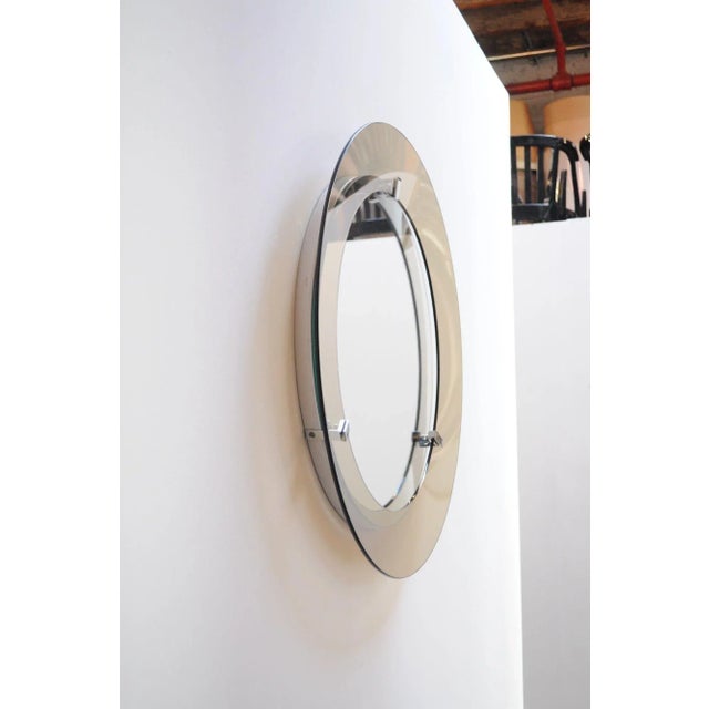 1960s Italian Modernist Smoked Glass Circular Wall Mirror by Veca For Sale - Image 5 of 12