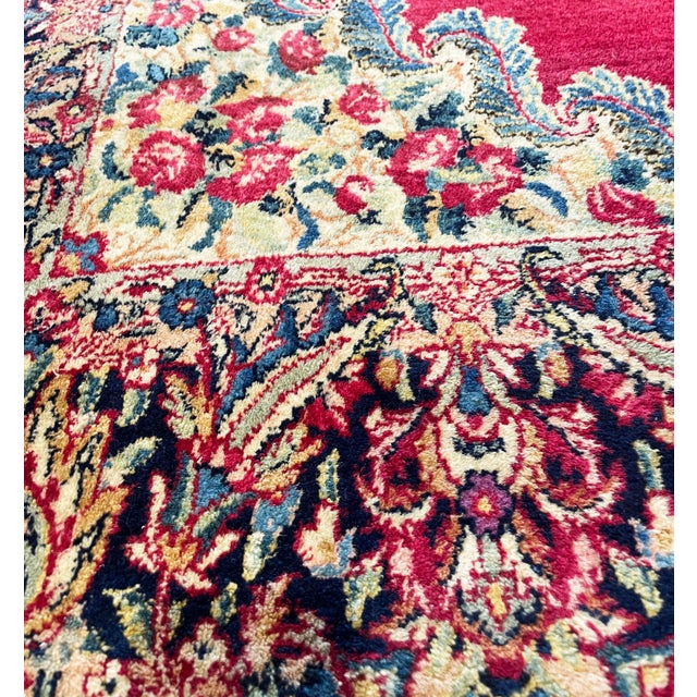 Raspberry Pink Antique Persian Laver Kerman Rug, 4' X 7'2" For Sale - Image 8 of 11