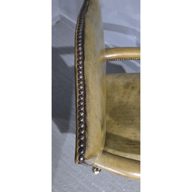 Leather and Mahogany Office Desk Chair, 1920s For Sale - Image 11 of 12