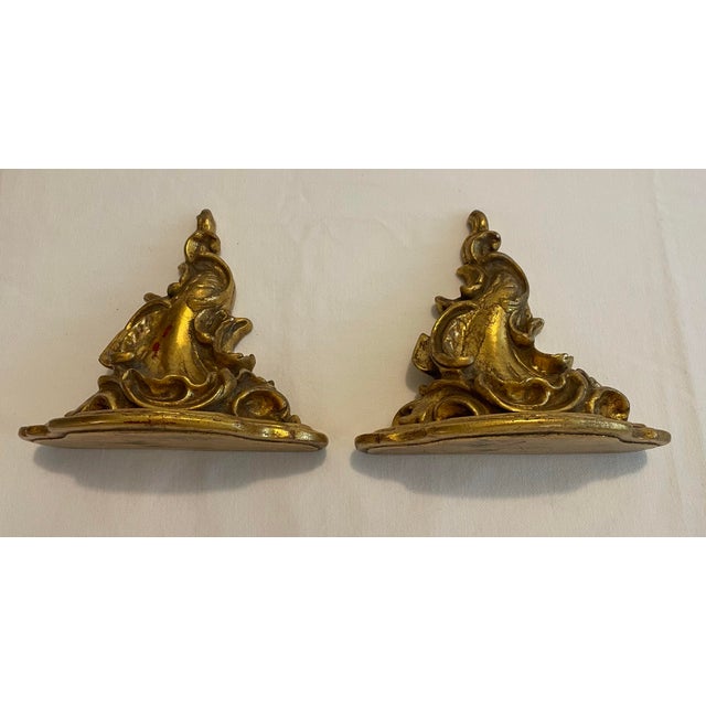 Petite Italian Rococo Gilt Wall Brackets For Sale In Atlanta - Image 6 of 7