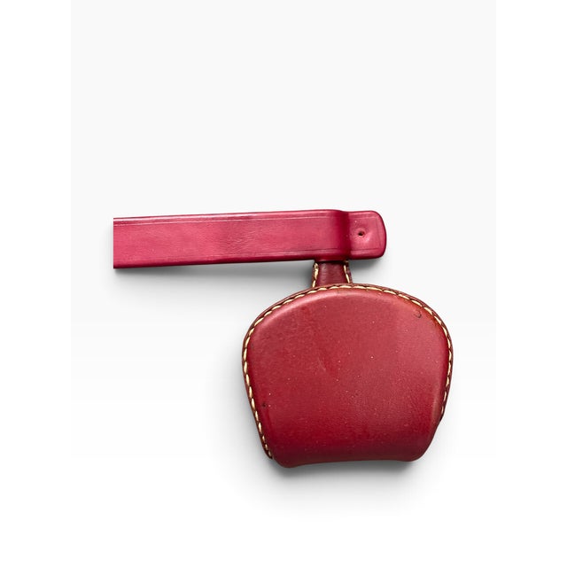 Vintage Stitched Leather Coat Rack by Jacques Adnet, 1950s, Set of 2 For Sale - Image 6 of 9