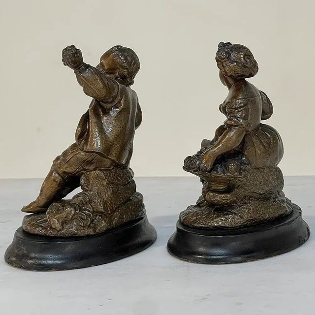 19th Century Petite Spelter Statues - Bookends - a Pair For Sale - Image 4 of 12
