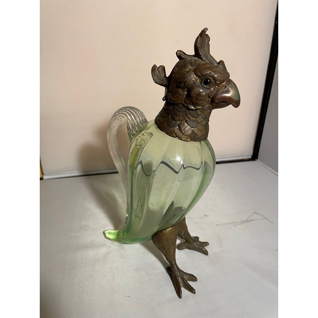 Antique Cockatoo-Shaped Glass and Gilt Bronze Decanter Jug, England, 1900s For Sale - Image 4 of 16