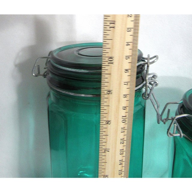 Mid 20th Century Mid-Century Modern Locking Top Green Glass for Pickling Storing - Set of 3 For Sale In New Orleans - Image 6 of 13
