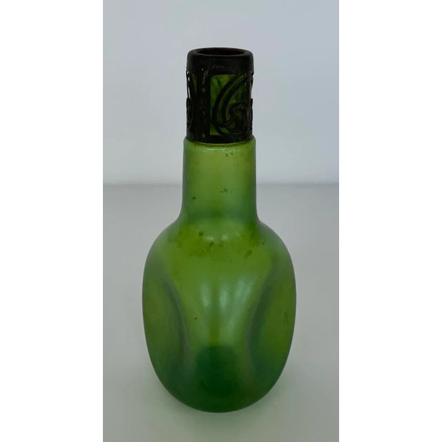 1910s Antique Loetz Green Dimple Art Glass Vase For Sale - Image 5 of 5