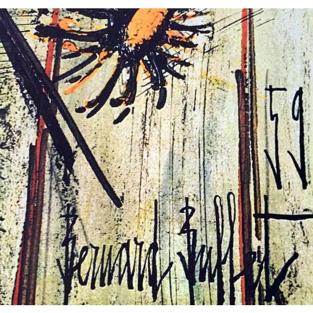Shabby Chic Rare Bernard Buffet Limited Edition Lithograph, Signed in Matrix, No. 295, 1961, Custom Framed For Sale - Image 3 of 4