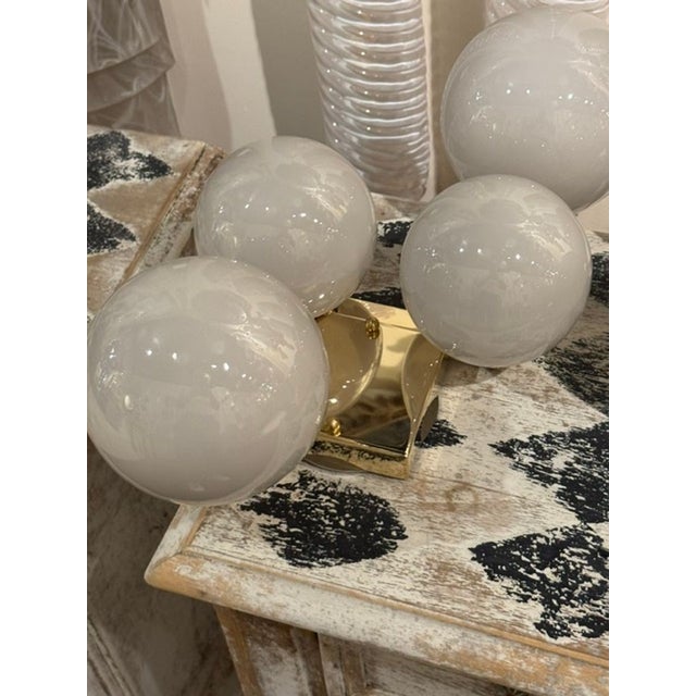 Modern Pair of Murano Grey Ball Cloud Sconces For Sale - Image 3 of 8