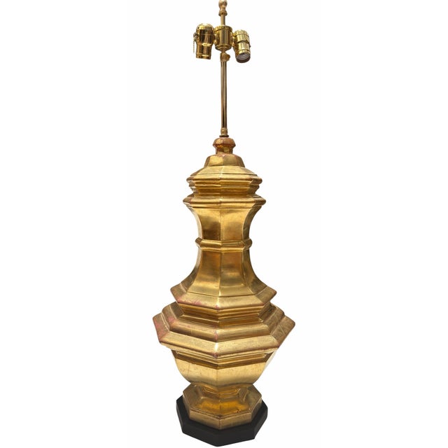 Randy Esada Designs for Prospr Architectural Balustrade Giltwood Designer Table Lamp For Sale - Image 4 of 5