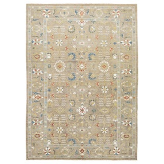 Doris Leslie Blau Antique Sultanabad Allover Cream Beige Carpet - c. 1980 For Sale