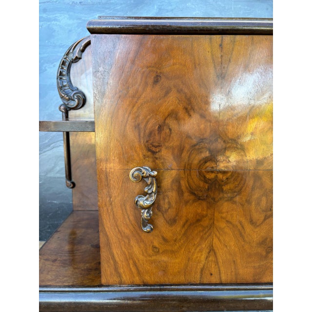 Pair of Art Deco Walnut Bedside Nightstands, 1940s For Sale - Image 6 of 9