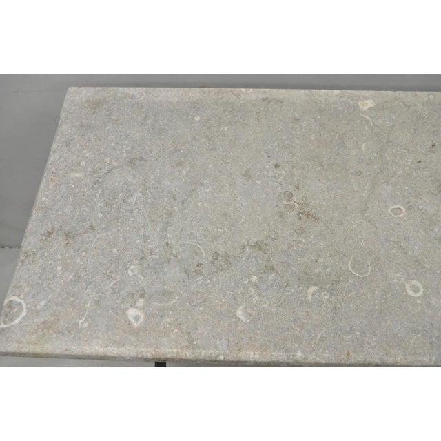 Metal Antique French Victorian Cast Iron Pastry Table Base Marble Top Console Table For Sale - Image 7 of 18