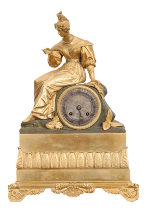 19th Century Napoleon III Fire-Gilt Bronze Figural Mantel Clock