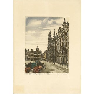 R. Hebbelinck, Brussels, Belgium, 1950, Color Etching For Sale