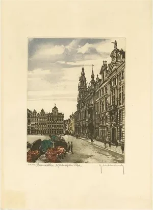 R. Hebbelinck, Brussels, Belgium, 1950, Color Etching