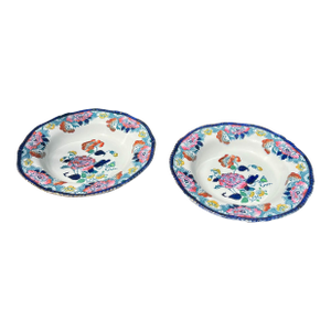 Early 20th Century Wood & Sons England Multi Color Salad Plates- Set of 2