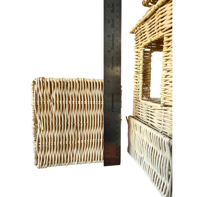 2020s Pair of Rattan Pagoda Lanterns in Coastal Chinoiserie Style – 16” X 6” X 6” For Sale - Image 5 of 5
